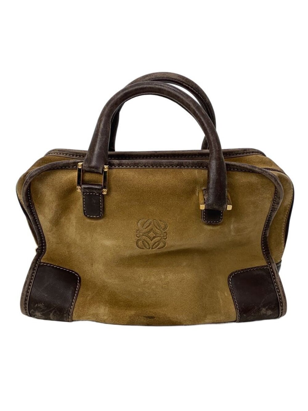 Loewe Top Handle Bag Suede Camel Brown Tan